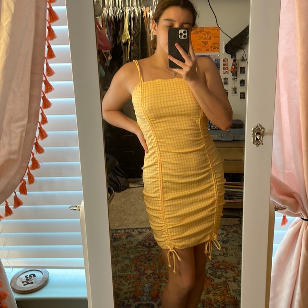Wild Fable yellow and pink plaid dress